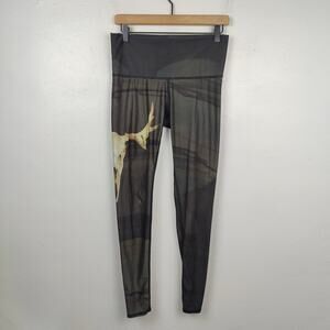 Teeki Womens Deer Medicine‎ Hot Pant Leggings Womens Medium Black Skull Print
